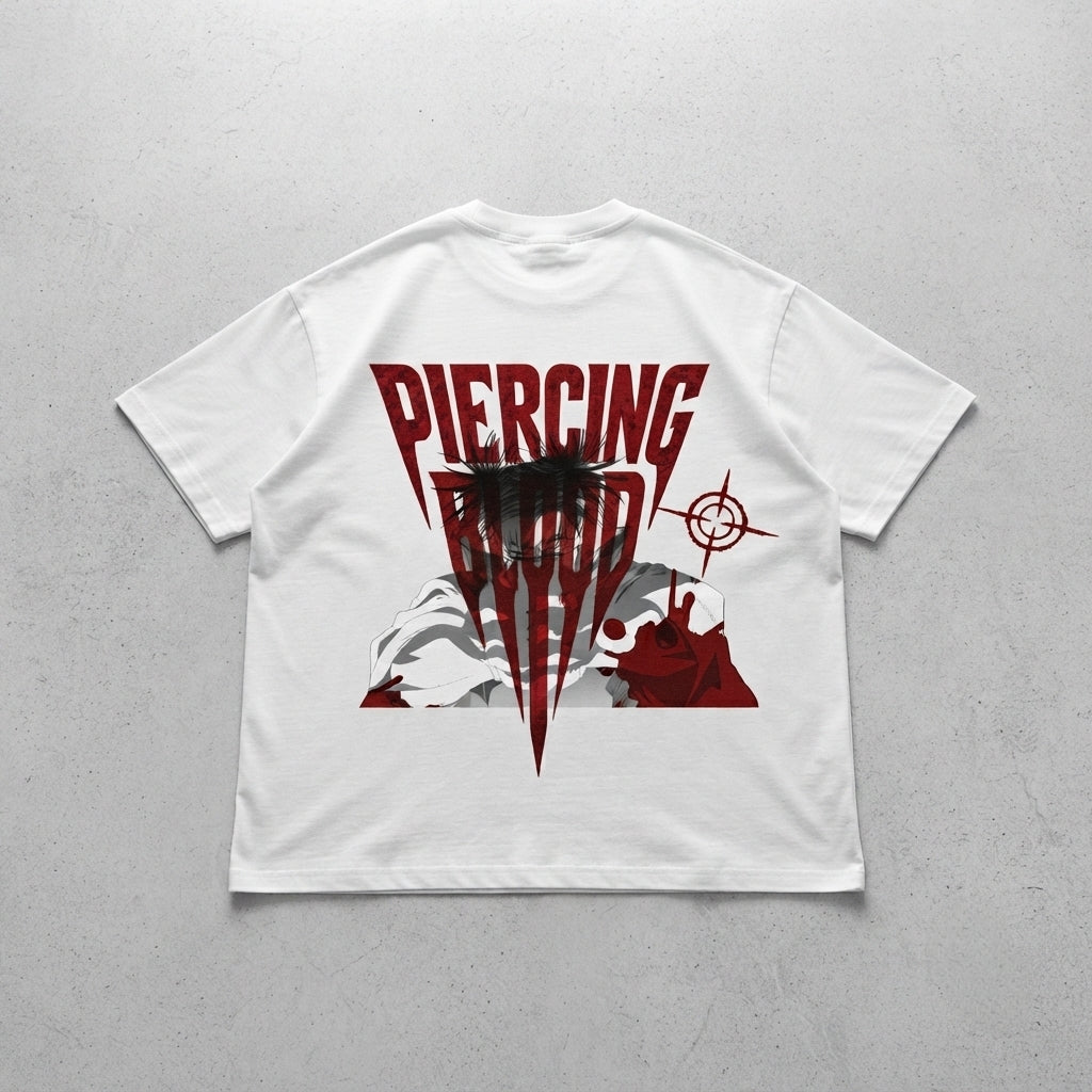 PIERCING BLOOD IN WHITE