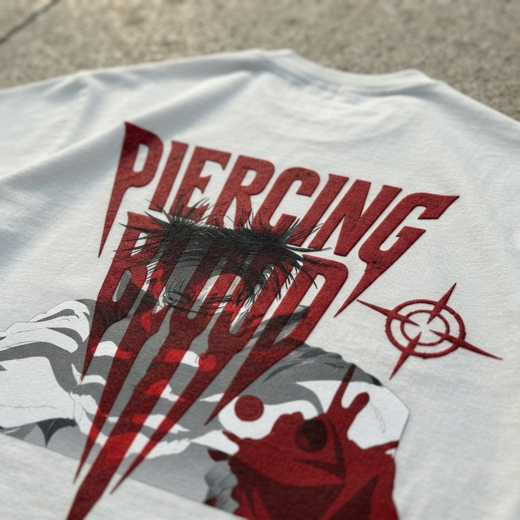PIERCING BLOOD IN WHITE